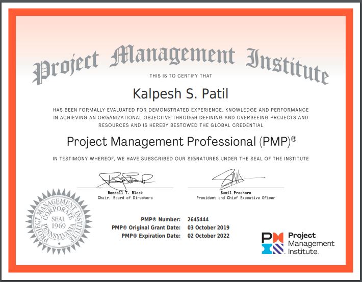 Pmp Certificate 2019 TUTORE ORG Master Of Documents